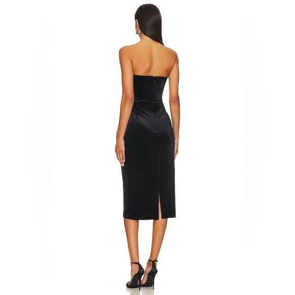 New! Amanda Uprichard x Revolve Kerry Velvet Midi Dress in Black 🖤 Small - Picture 4 of 11